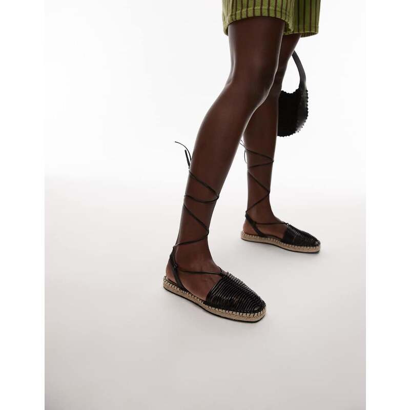 Topshop Helayna weave espadrille in black