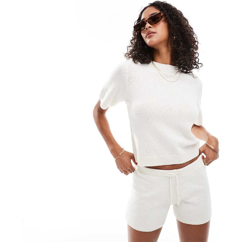 ASOS DESIGN knit oversized t-shirt co-ord in boucle rib stitch
