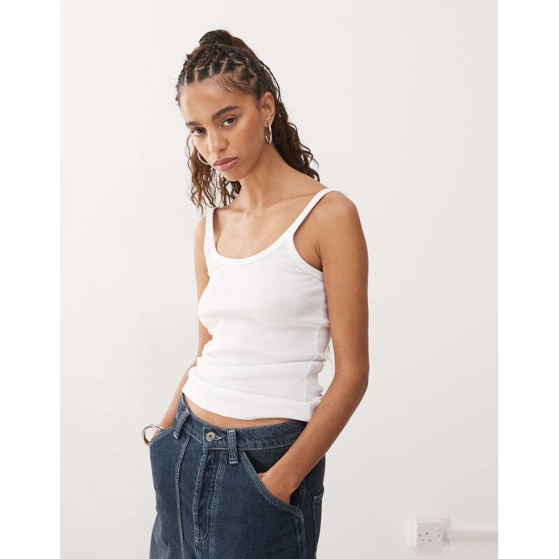 Weekday Close fitted vest in white