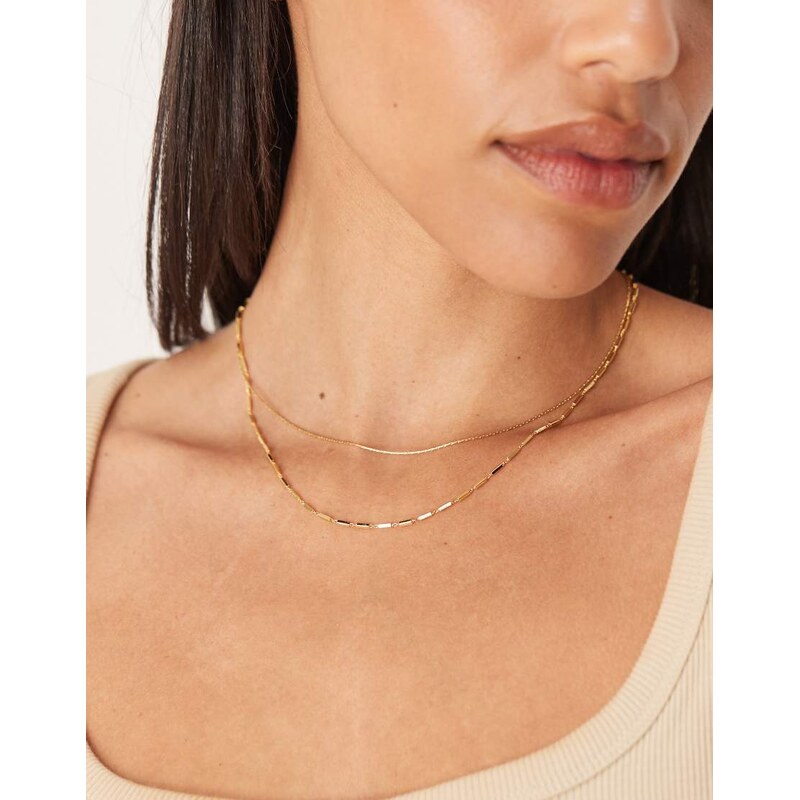 ASOS DESIGN 14k gold plated multi-row necklace 106245742