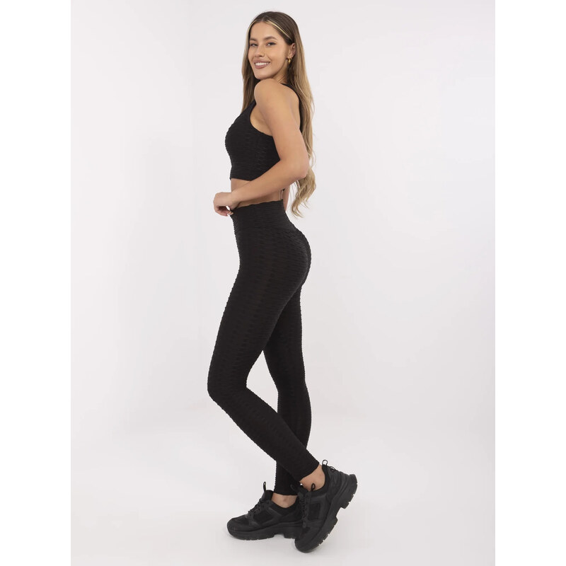 RUE PARIS Černá dámská sportovní souprava topu a legín --black 84023637