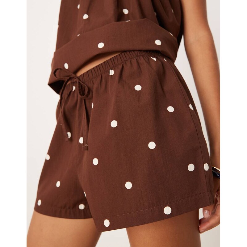ASOS DESIGN pull on micro short in chocolate polka dot-Multi