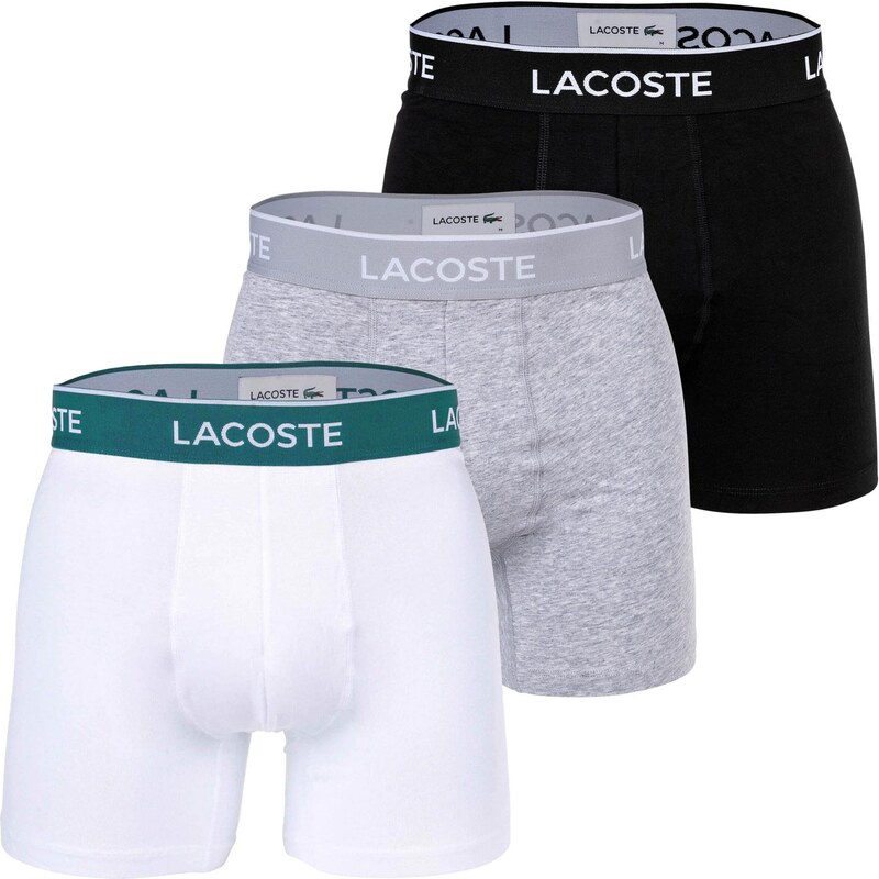 LACOSTE Boxerky šedý melír / petrolejová / černá / bílá