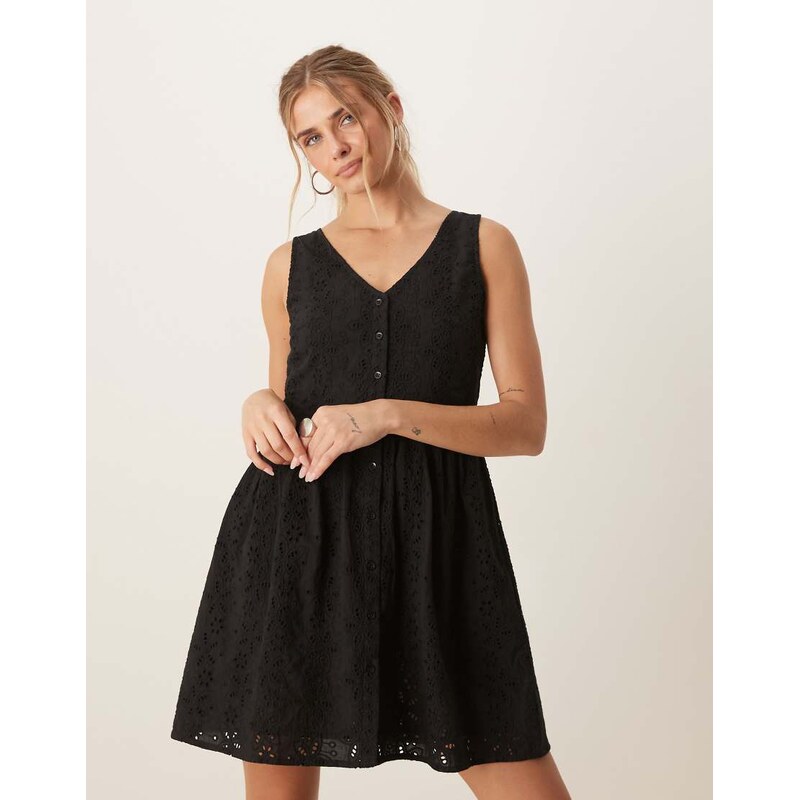 Brave Soul broderie mini dress in black 106253344