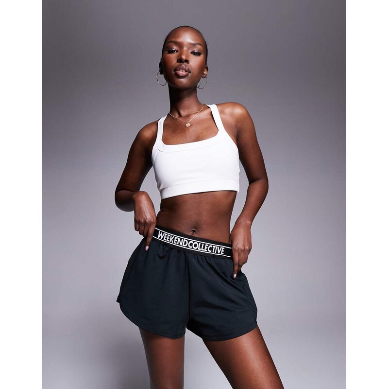 ASOS Weekend Collective Weekend Collective runner short in black with 106253418