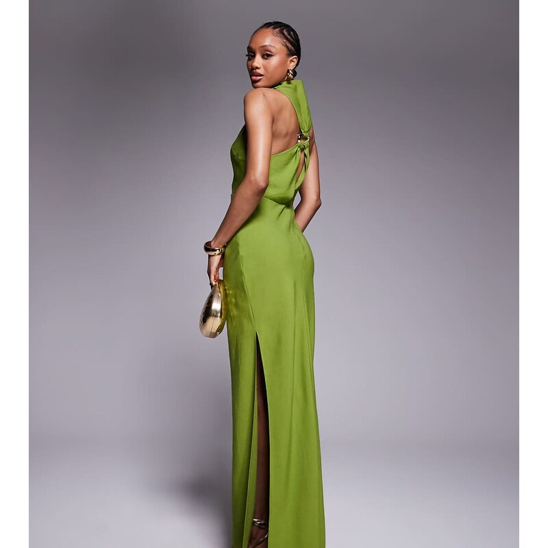 ASOS Tall ASOS DESIGN Tall high neck maxi dress with hardware trim in 106253512