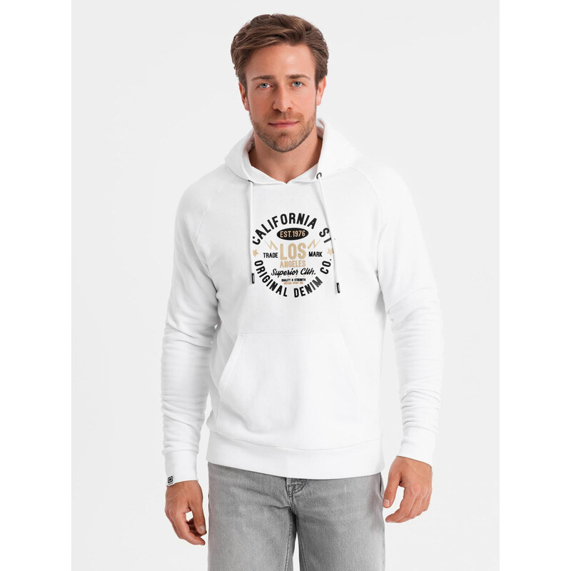 Ombre Mens printed kangaroo sweatshirt - white