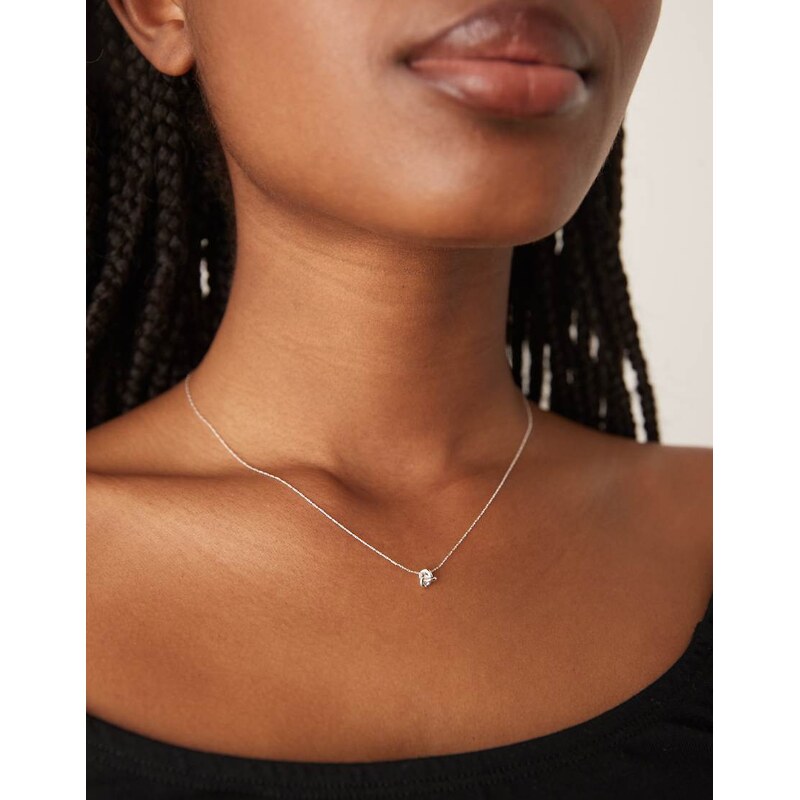 Orelia mini knot fine chain necklace in sterling silver plated