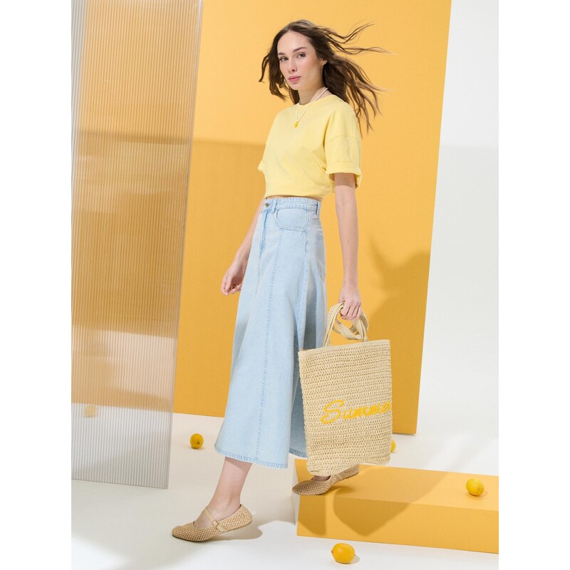 Sinsay - Pletená taška shopper - krémová 106258183