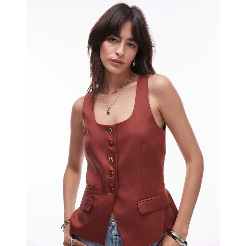 Topshop premium wedding guest occasion scoop neck longline waistcoat 107043852
