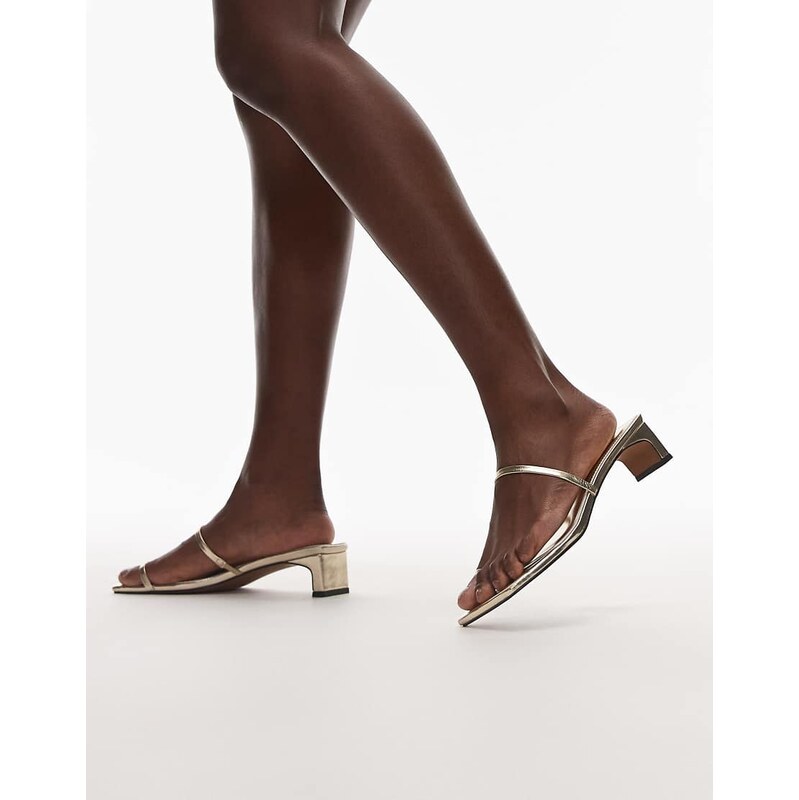 Topshop Ivy mid heeled sandals in gold