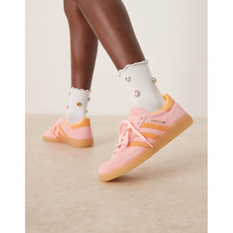adidas Originals Handball Spezial trainers in pink and orange