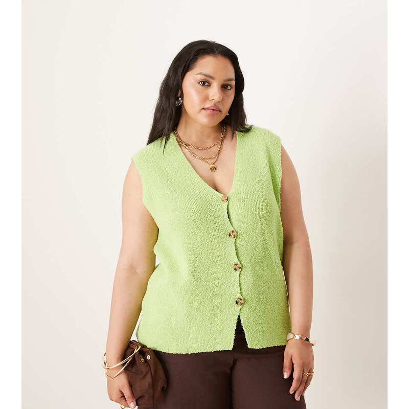 ASOS Curve ASOS DESIGN Curve slub knit relaxed fit waistcoat in