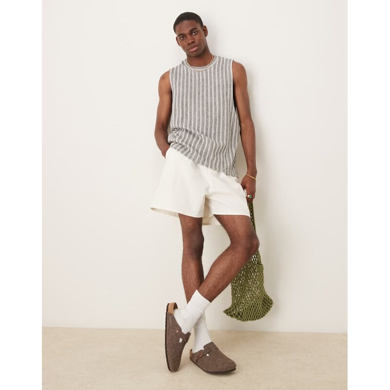 ASOS DESIGN wide shorter length pleated shorts with drawstring