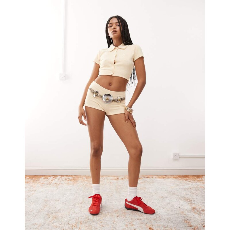 COLLUSION towelling micro shorts in buttermilk yellow 106512995