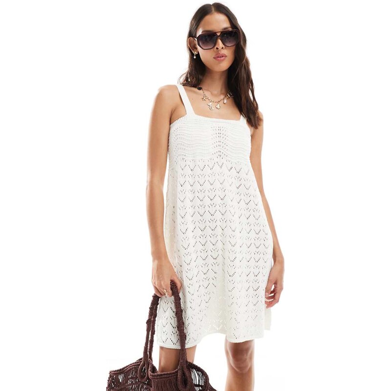 Miss Selfridge knitted baby doll mini dress in cream-White 106259040