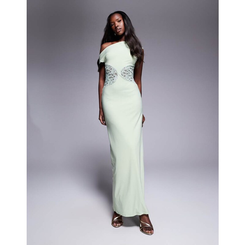 ASOS DESIGN off shoulder sleeveless lace insert maxi dress in