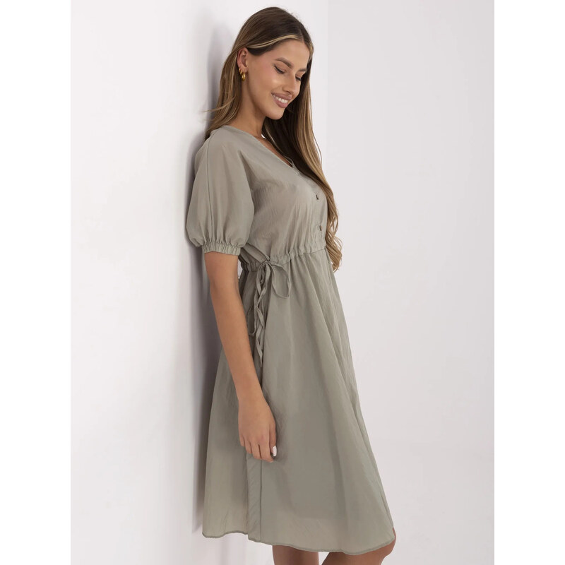 RUE PARIS Olivové volné šaty 217-SK-25663.03-khaki