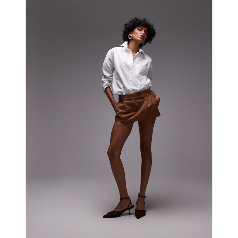 Mango featuring Kaia Gerber tailored skort in tan-Neutral 106261324
