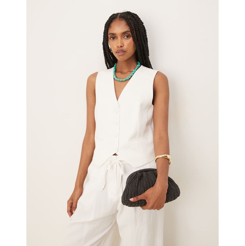 Mango light weight waistcoat co-ord in white 106261329