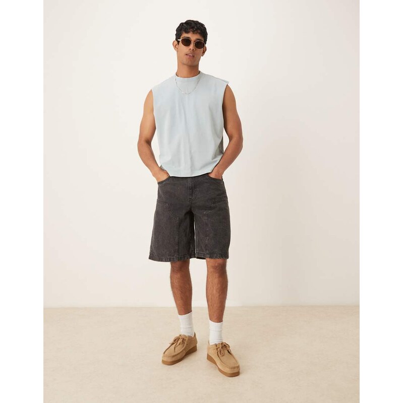 Abercrombie & Fitch cropped sleeveless tank top in light green-Grey 106261480