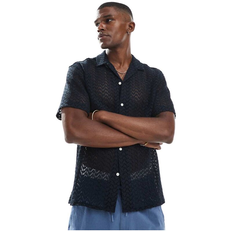 Jack & Jones textured shirt in navy