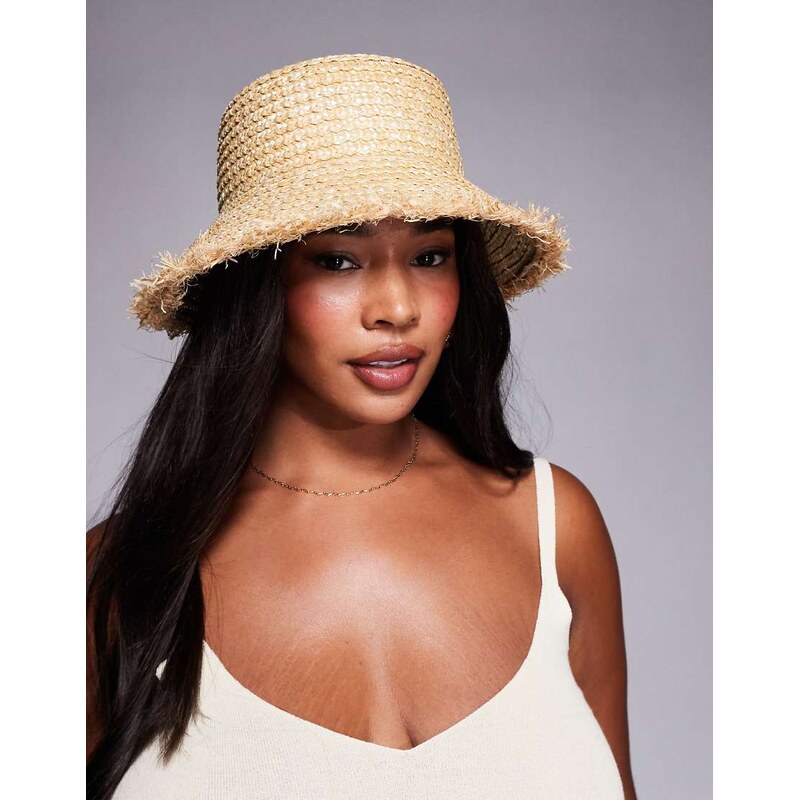 South Beach straw bucket hat in beige-Neutral 106398567