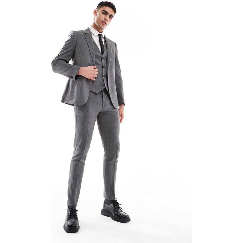 ASOS DESIGN wool look skinny suit trousers in dark grey