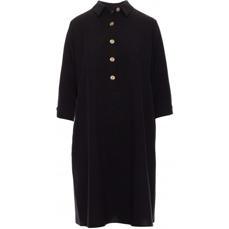 model 18407159 Rozšířené košilové šaty černé - BeWear