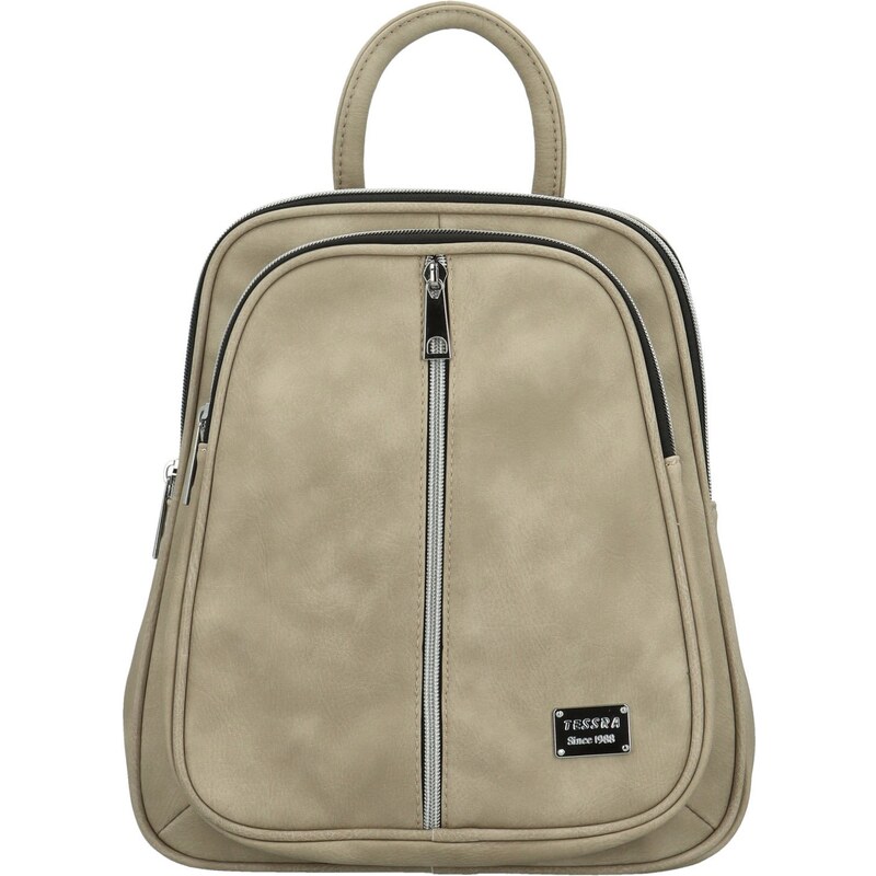 Tessra Módní dámský koženkový batoh Florence new, khaki 106274618