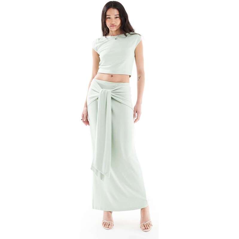 4th & Reckless double layered slinky drape tie waist maxi skirt co-ord 106276087