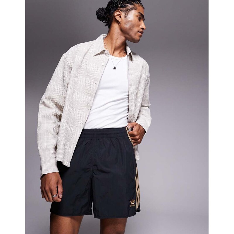 adidas Originals Adicolor sprinter shorts in black and beige 106276107