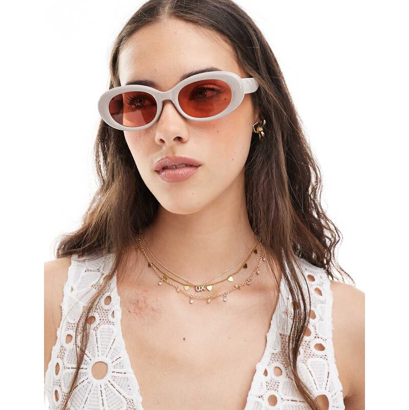 Aire Epsilon oval sunglasses with pink lens in taupe 106276132