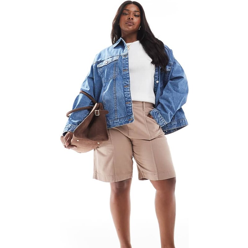 ASOS Curve ASOS DESIGN Curve board shorts in sand-Neutral 113261496