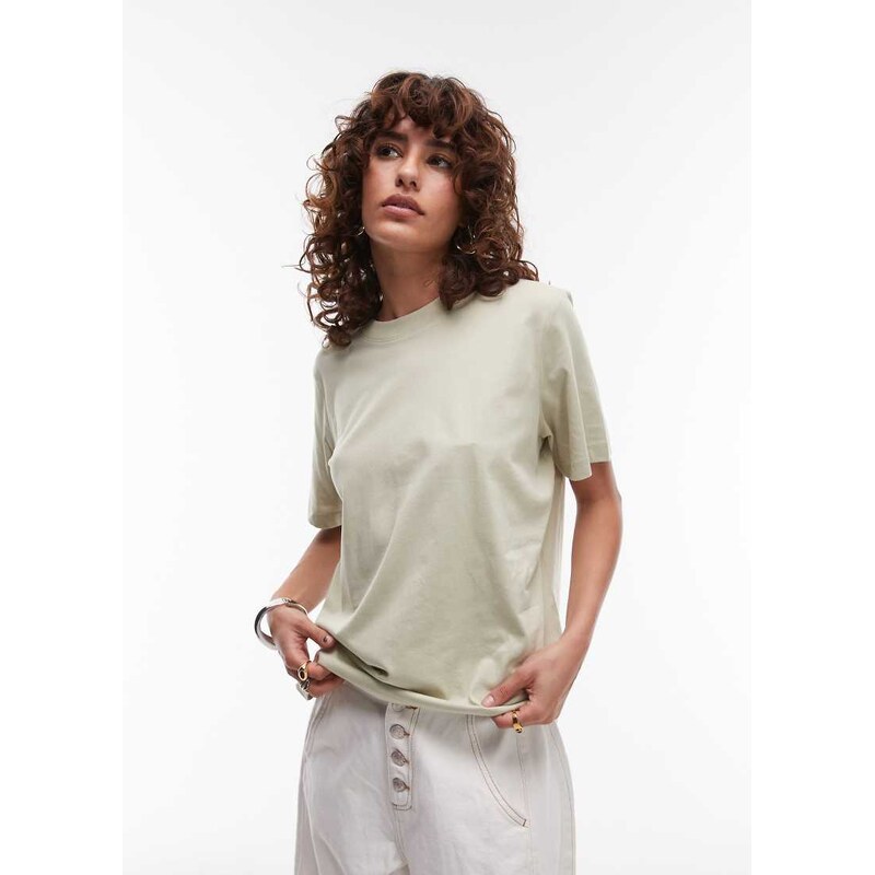 & Other Stories relaxed short sleeve t-shirt in light sage-Yellow 111029761