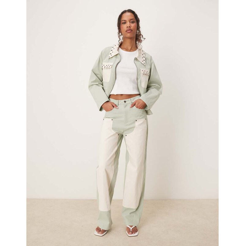 Ghospell contrast jean in light green 106276237