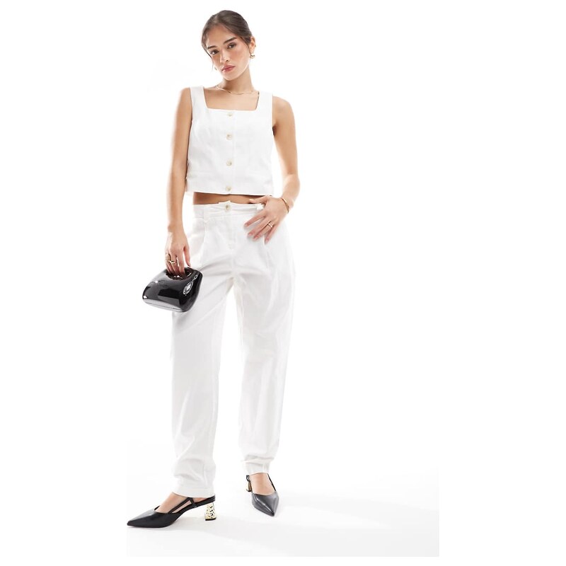 Vero Moda tailored square neck waistcoat co-ord in white