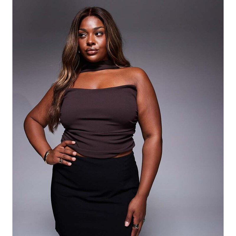 ASOS Curve ASOS DESIGN Curve bandeau top with scarf neck detail in 106281094