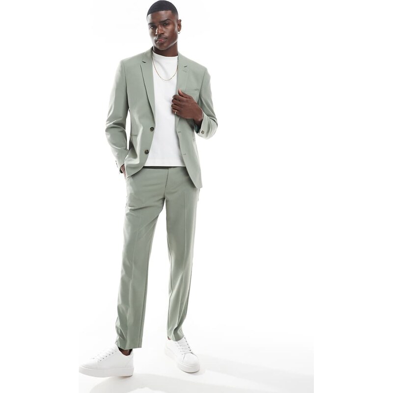 ASOS DESIGN slim suit trousers in sage green