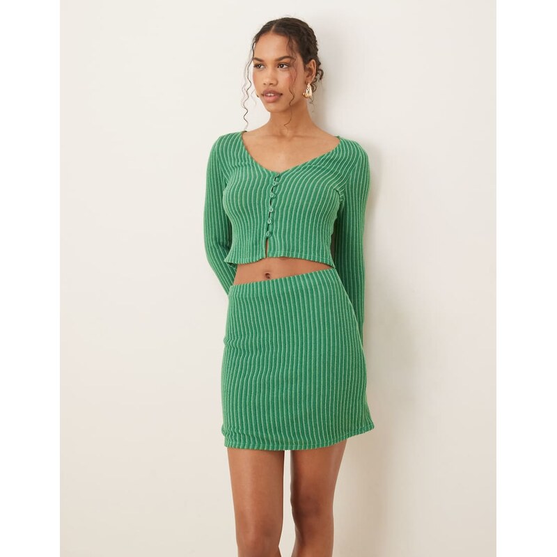 ASOS DESIGN co-ord striped mini skirt in green