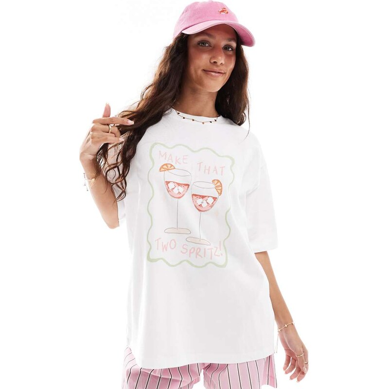 Threadbare cotton oversized graphic t-shirt with spritz print in