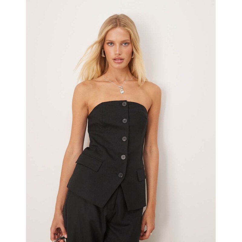 Vila bandeau tailored vest co-ord in black 106277728