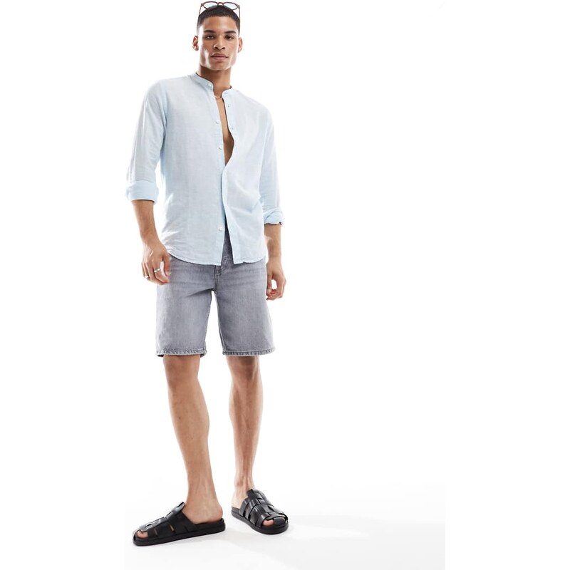 ONLY & SONS Edge straight fit denim shorts in washed grey
