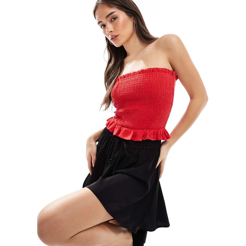 Pieces high waisted floaty shorts in black