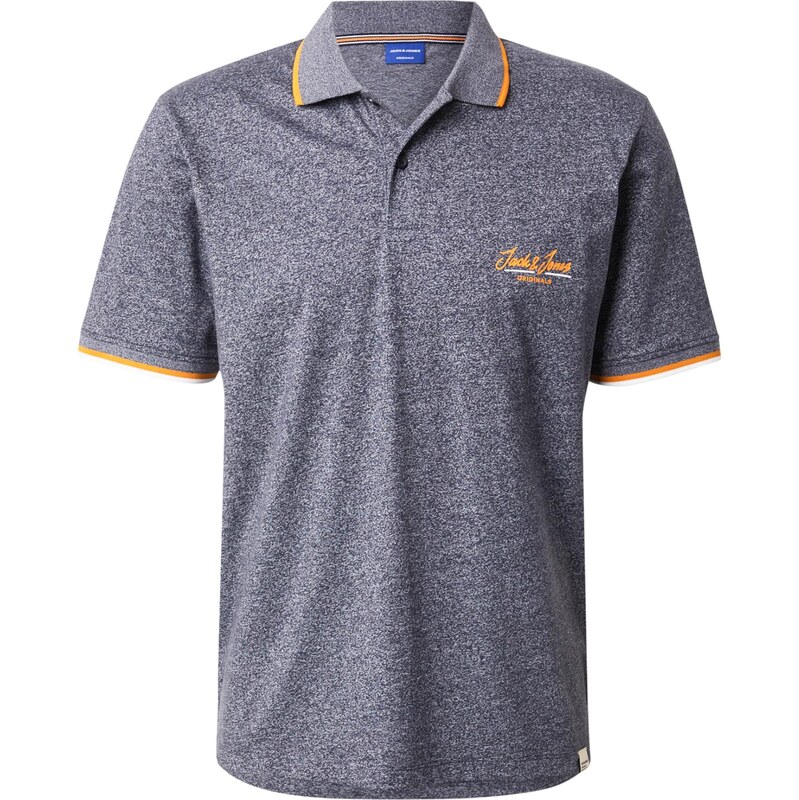JACK & JONES Tričko JORTEN modrý melír / oranžová / bílá