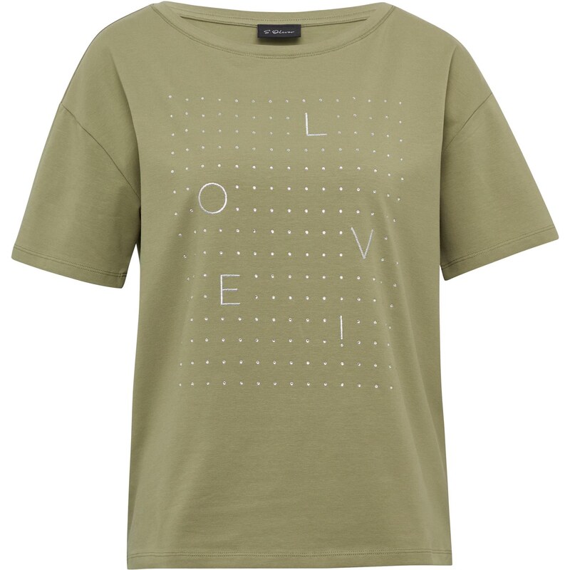 s.Oliver BLACK LABEL Tričko olivová / stříbrná