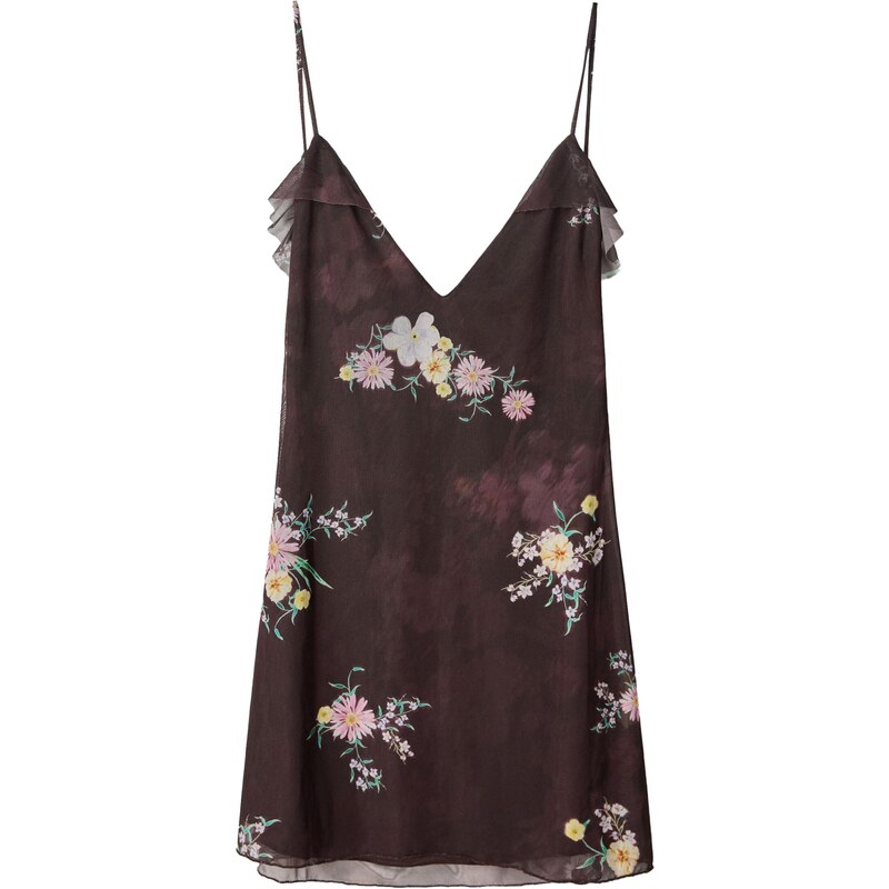 Bershka Letní šaty zelená / lilek / růžová / bílá