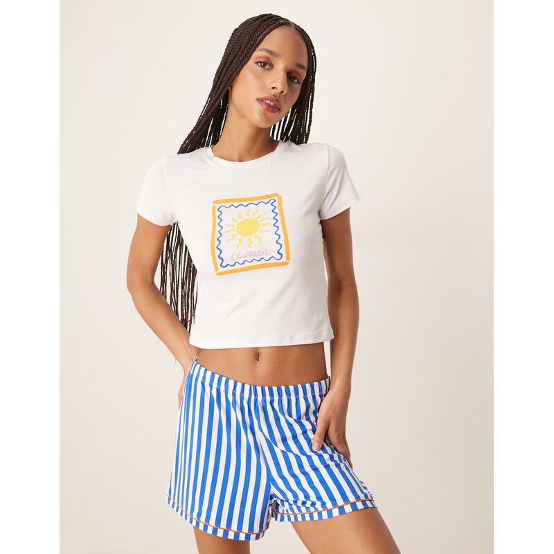 Urban Threads co-ord baby tee with placement summer sun print-Multi 106280783