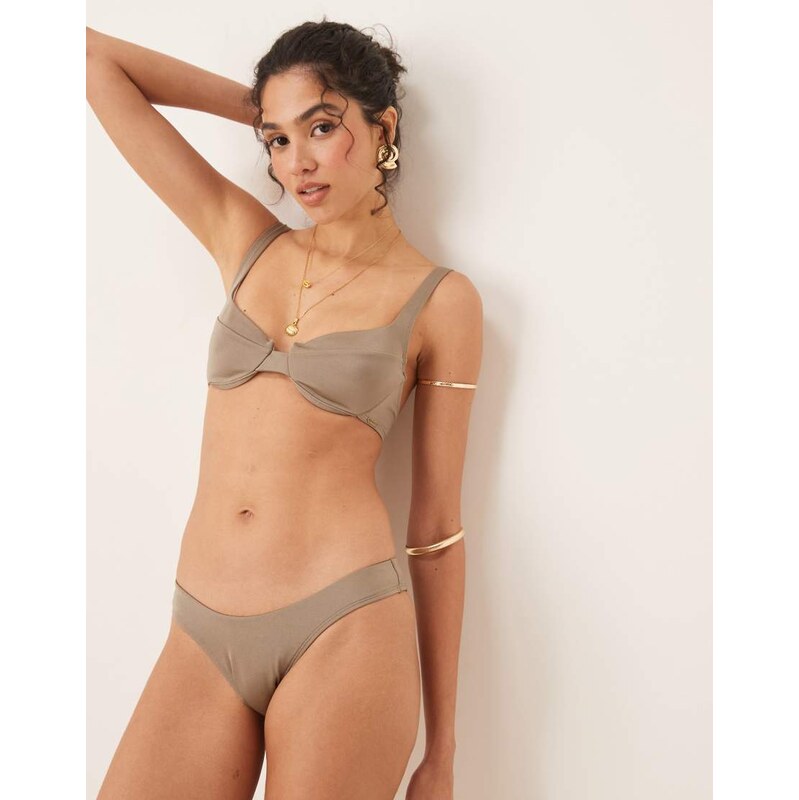 Free Society high leg bikini bottom in olive-Green 106280948