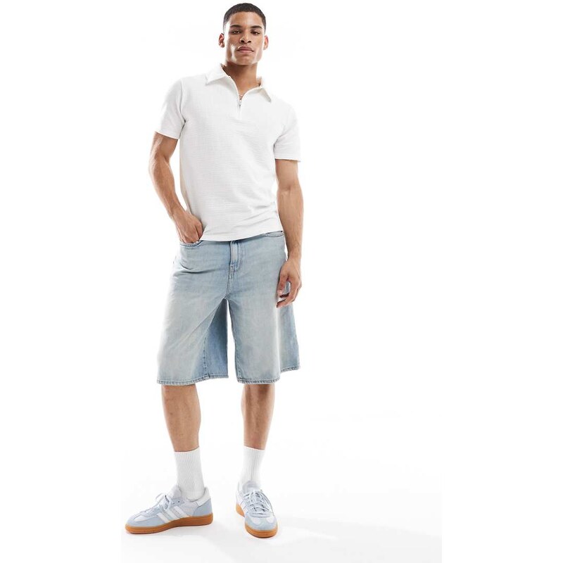 ONLY & SONS baggy fit denim short in light blue wash
